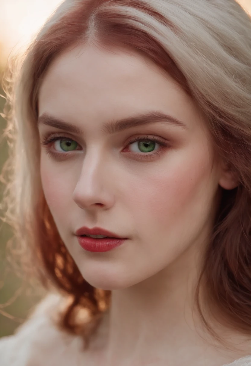 (((a deep reddish wound crosses her left cheek))) fair complexion, woman around 19 years old, natural white hair, distinctive green eyes, wearing kohl, slender and graceful, beautiful, candlelight in a medieval setting, ultra sharp focus, realistic shot, medieval female clothes, tetradic colors (scar:1.4)