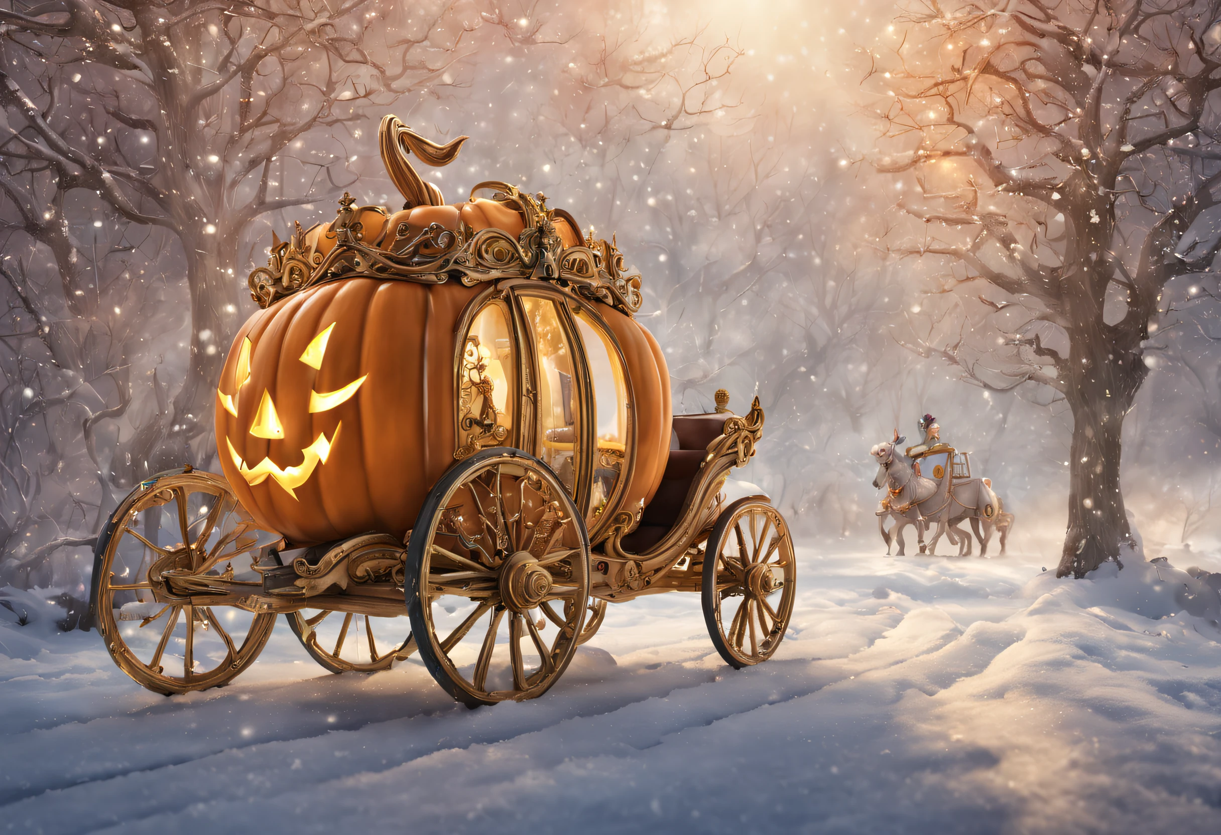 Pumpkin Carriage and Snow White,Beautiful light,many details,high quality