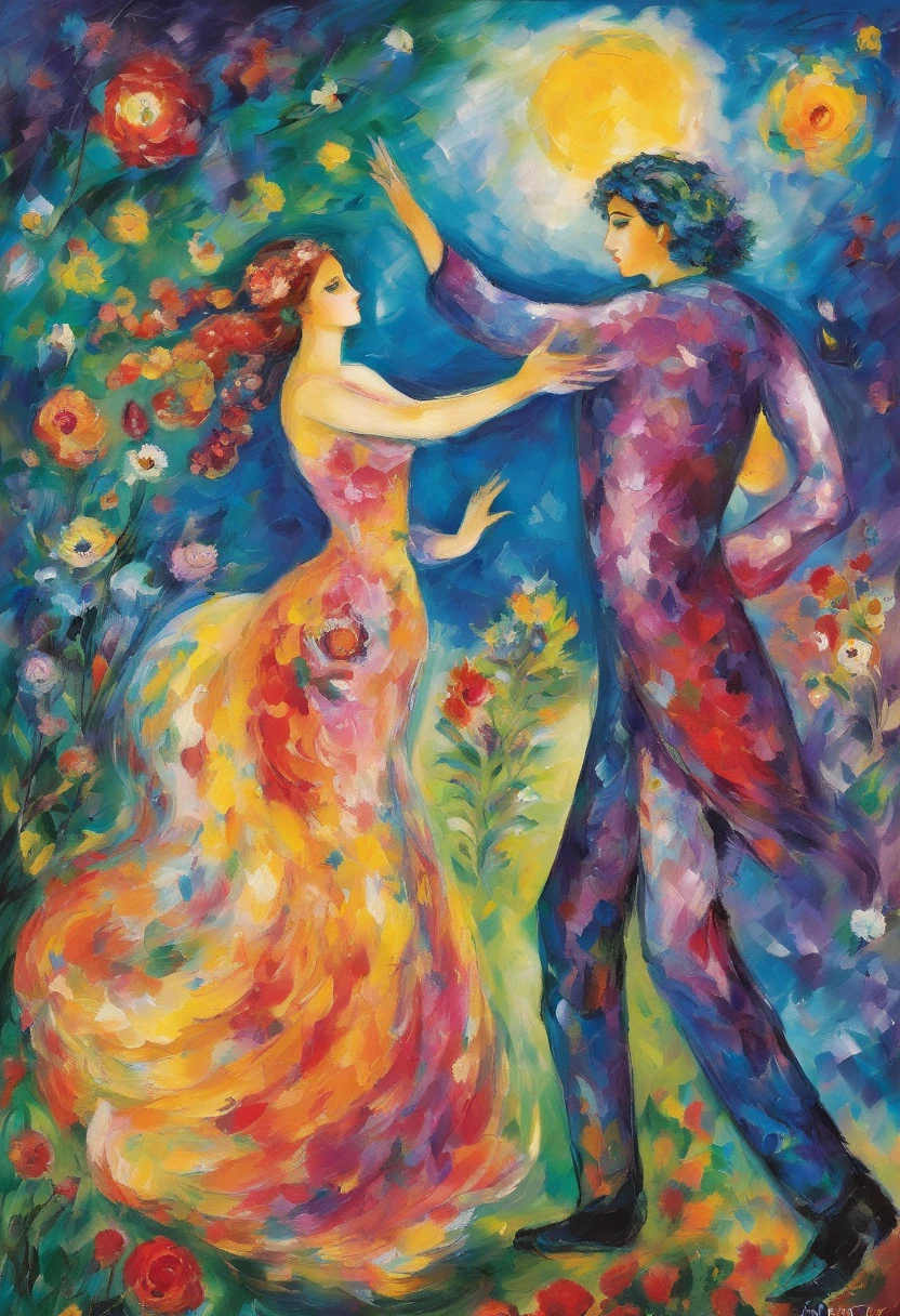 Title: "Ethereal Enchantment" - A Custom Painting by Marc Chagall Valued at $100 Million

: Within the captivating strokes of Marc Chagall's brush, a unique masterpiece emerges. Titled "Ethereal Enchantment," this one-of-a-kind painting unveils a mesmerizing world of vibrant colors, dreamlike landscapes, and whimsical figures. Created exclusively for the connoisseurs of art, this exquisite piece transports its viewers into a realm where imagination reigns supreme.

Imagine gazing at the canvas adorned with celestial hues of blues and purples, reminiscent of a starlit night sky. Chagall's mastery unveils a mystical landscape where gravity loses its hold, allowing the figures in the painting to gracefully float amidst the celestial dance. Delicate brushstrokes bring to life enchanted gardens, blooming with otherworldly flowers and radiant butterflies that seem to flutter off the canvas.

At the heart of this magnificent artwork, a couple locked in a tender embrace captures the essence of true love. With their bodies intertwined and their eyes locked in an intimate gaze, they epitomize Chagall's belief in the power of love to transcend all boundaries. The figures seem to defy gravity, symbolizing the boundless nature of affection and the power of connection.

Through Chagall's signature blend of figurative style and surreal elements, "Ethereal Enchantment" invites viewers to embark on an introspective journey, pondering the mysteries of existence and the harmony between the tangible and the ethereal. Each brushstroke is meticulously crafted, showcasing the artist's ability to infuse emotion and life into the canvas.

As collectors and art enthusiasts alike gravitate toward this masterful creation, its rarity and significance have contributed to its staggering valuation of $100 million. "Ethereal Enchantment" stands as a testament to Chagall's remarkable talent, pushing the boundaries of artistic expression and captivating audiences with its enchanting allure.

Owning t