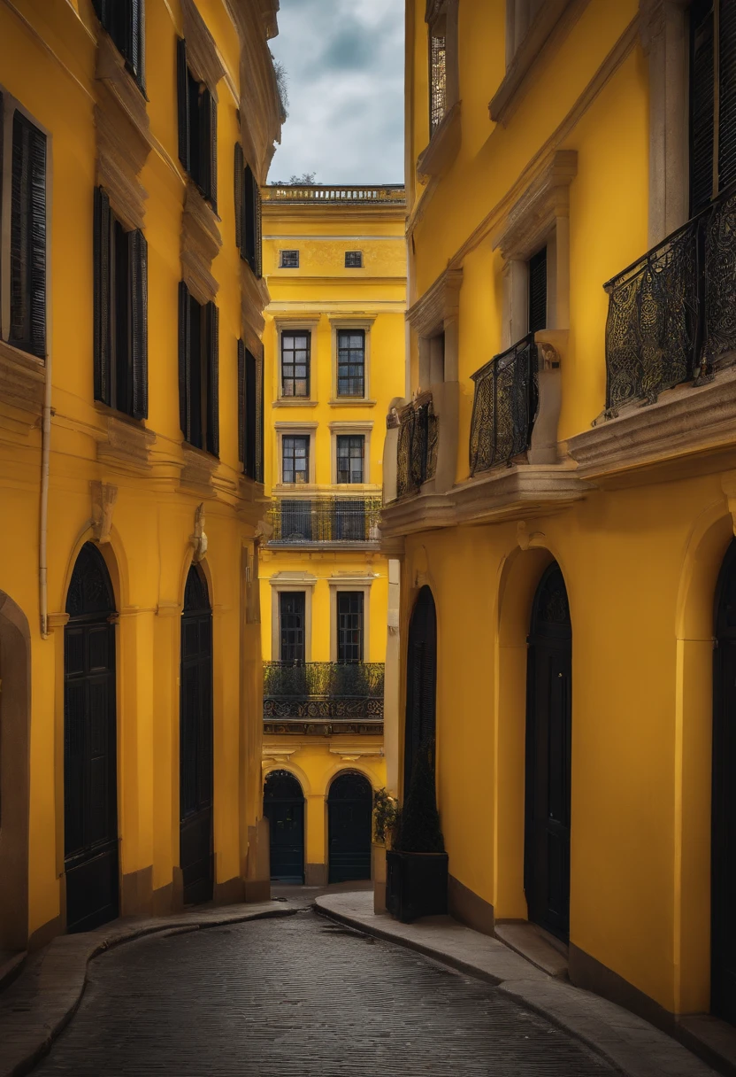 Police headquarters, yellow wall paint