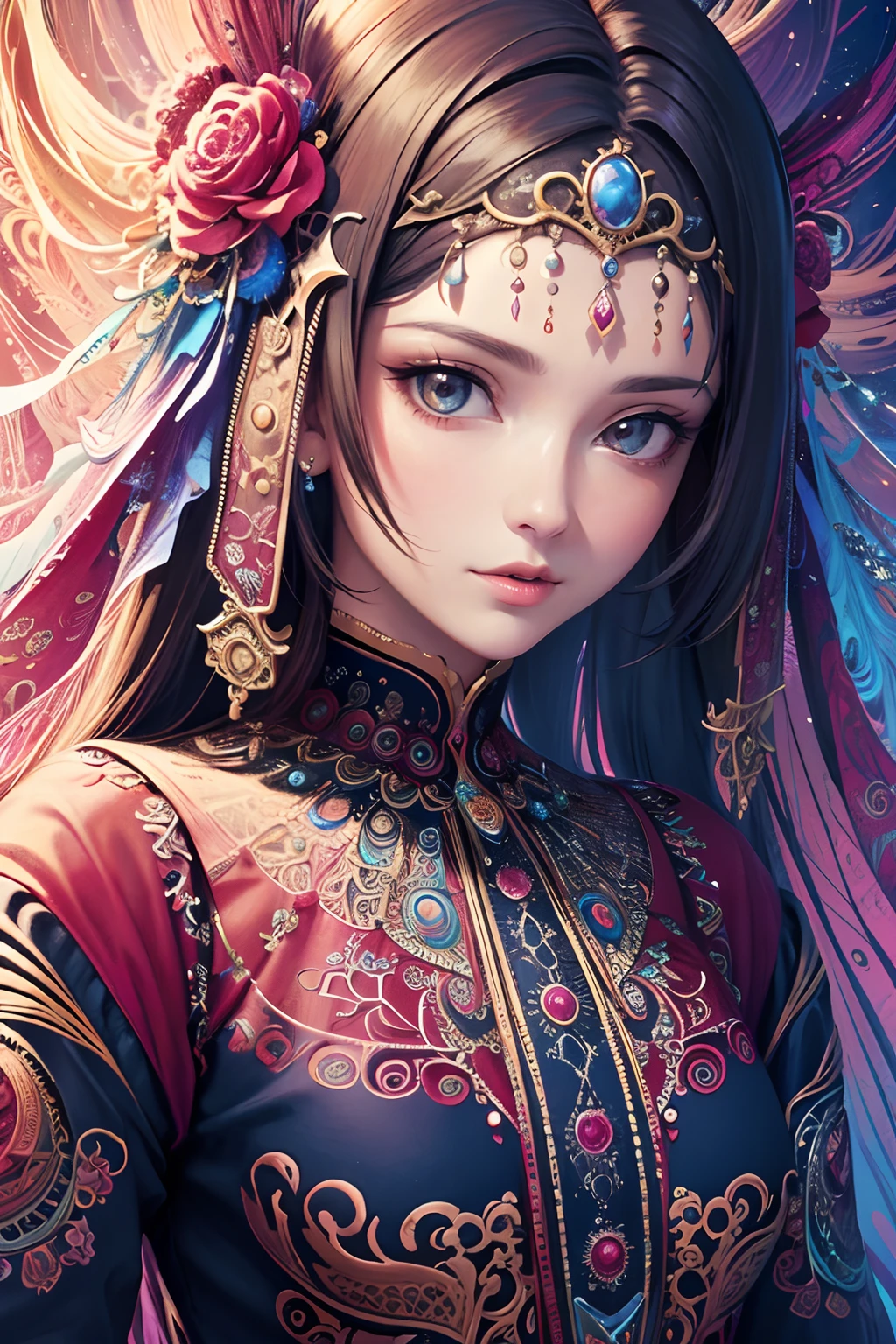 (masterpiece, top quality, best quality, official art, beautiful and aesthetic:1.2), (1girl), extreme detailed,(fractal art:1.3),colorful,highest detailed