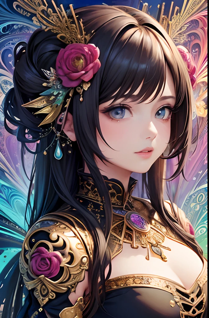(masterpiece, top quality, best quality, official art, beautiful and aesthetic:1.2), (1girl), extreme detailed,(fractal art:1.3),colorful,highest detailed