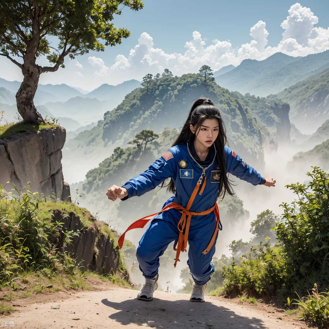 ((ultra real detailed.The astronaut) (Masterpiece, Top quality, Best quality, offcial art, Beauty and aesthetics: 1.2), Very detailed, Colorful, Most detailed, branches, The astronaut, Fallen leaves, fences, Astronauts fly into the fairy world, Chance encounter with Liu Hanshu, He saw in him his former self, It was decided to take him as an apprentice, Teach him how to protect himself, But because of the Tibetan star map, He established relationships with the Liu family and the Jade Sword Sect, It opens with the death of Liu Hanshu, Qin Yu embarked on the road of confrontation with a strong enemy, Working hard, Make yourself stronger, Stick to your own core path of justice, I also want to protect the people I care about, The three astronaut brothers took off, And embarked on a long journey to find a good brother, Qin Yu, Where are Xiao Hei and Hou Fei(dense fog)Climb the streets(Doomsday Stream)eyes filled with angry,He clenched his fists,Rush up,Deliver a fatal blow to your opponent,full bodyesbian,Full Body Male Mage 32K(Masterpiece Canyon Ultra HD)Long flowing black hair,Campsite size,zydink, The wounded lined up in the streets(Mards)The astronaut(canyons), (Linen future spacesuit), Angry fighting stance, looking at the ground, Batik linen bandana, Chinese python pattern long-sleeved garment, Astronaut Canyon(Abstract propylene splash:1.2), Dark clouds lightning background,Sprinkle with gold dust(realisticlying:1.4),Black color hair,Flour fluttering,rainbow background, A high resolution, the detail, RAW photogr, Sharp Re, Nikon D850 Film Stock Photo by Jefferies Lee 4 Kodak Portra 400 Camera F1.6 shots, Rich colors, ultra-realistic vivid textures, Dramatic lighting, Unreal Engine Art Station Trend, cinestir 800,Flowing black hair,(((Jungle Canyon)))The wounded lined up in the streets(The astronaut)The astronaut,Movie master real-time image quality