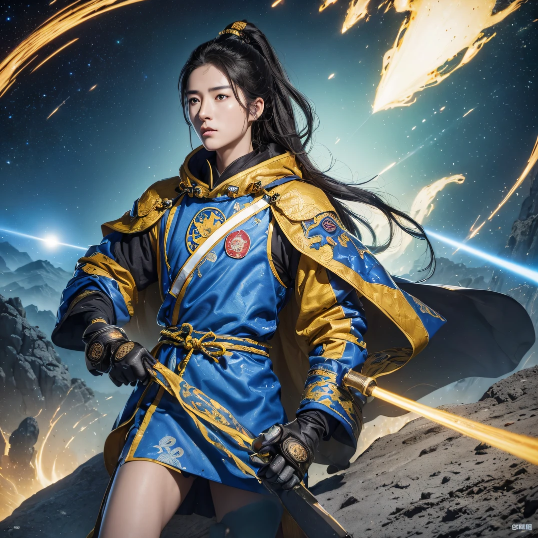 ((ultra real detailed.The astronaut) (Masterpiece, Top quality, Best quality, offcial art, Beauty and aesthetics: 1.2), Very detailed, Colorful, Most detailed, branches, The astronaut, Fallen leaves, fences, Astronauts fly into the fairy world, Chance encounter with Liu Hanshu, He saw in him his former self, It was decided to take him as an apprentice, Teach him how to protect himself, But because of the Tibetan star map, He established relationships with the Liu family and the Jade Sword Sect, It opens with the death of Liu Hanshu, Qin Yu embarked on the road of confrontation with a strong enemy, Working hard, Make yourself stronger, Stick to your own core path of justice, I also want to protect the people I care about, The three astronaut brothers took off, And embarked on a long journey to find a good brother, Qin Yu, Where are Xiao Hei and Hou Fei(dense fog)Climb the streets(Doomsday Stream)eyes filled with angry,He clenched his fists,Rush up,Deliver a fatal blow to your opponent,full bodyesbian,Full Body Male Mage 32K(Masterpiece Canyon Ultra HD)Long flowing black hair,Campsite size,zydink, The wounded lined up in the streets(Mards)The astronaut(canyons), (Linen future spacesuit), Angry fighting stance, looking at the ground, Batik linen bandana, Chinese python pattern long-sleeved garment, Astronaut Canyon(Abstract propylene splash:1.2), Dark clouds lightning background,Sprinkle with gold dust(realisticlying:1.4),Black color hair,Flour fluttering,rainbow background, A high resolution, the detail, RAW photogr, Sharp Re, Nikon D850 Film Stock Photo by Jefferies Lee 4 Kodak Portra 400 Camera F1.6 shots, Rich colors, ultra-realistic vivid textures, Dramatic lighting, Unreal Engine Art Station Trend, cinestir 800,Flowing black hair,(((Jungle Canyon)))The wounded lined up in the streets(The astronaut)The astronaut,Movie master real-time image quality