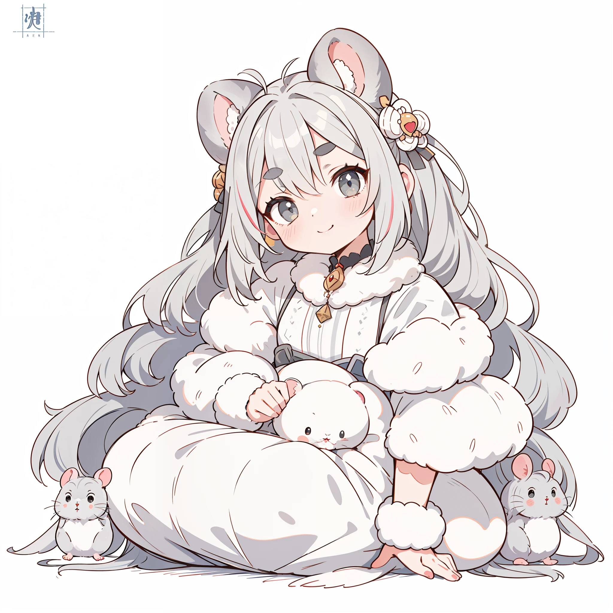 beautiful, masterpiece, highest quality, highly detailed face, perfect lighting, grin, smug face, gray hair, feet, fur, furry, fluffy, Nanachi \(Made in Abyss\) 、eating rice、