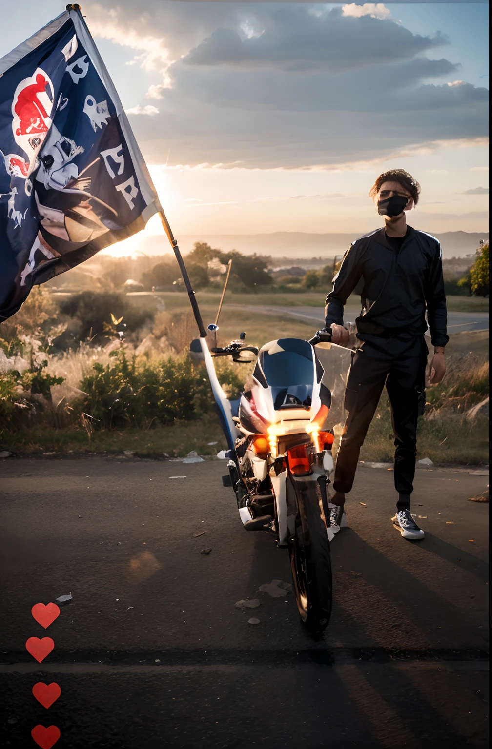 Face on Mask realistic boy and face change dress change background change flag to horror falg change'bike to royalinfild
