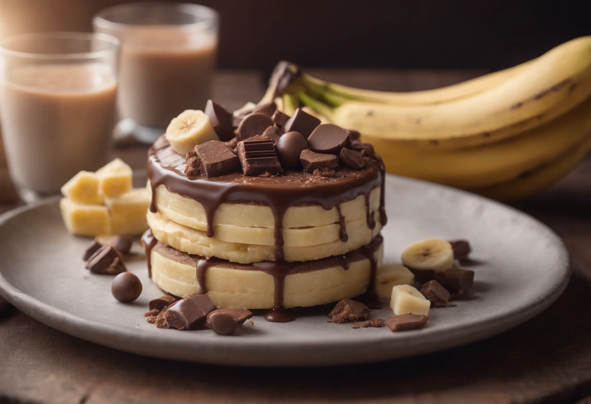 Bolo de banana, caramelo e chocolate