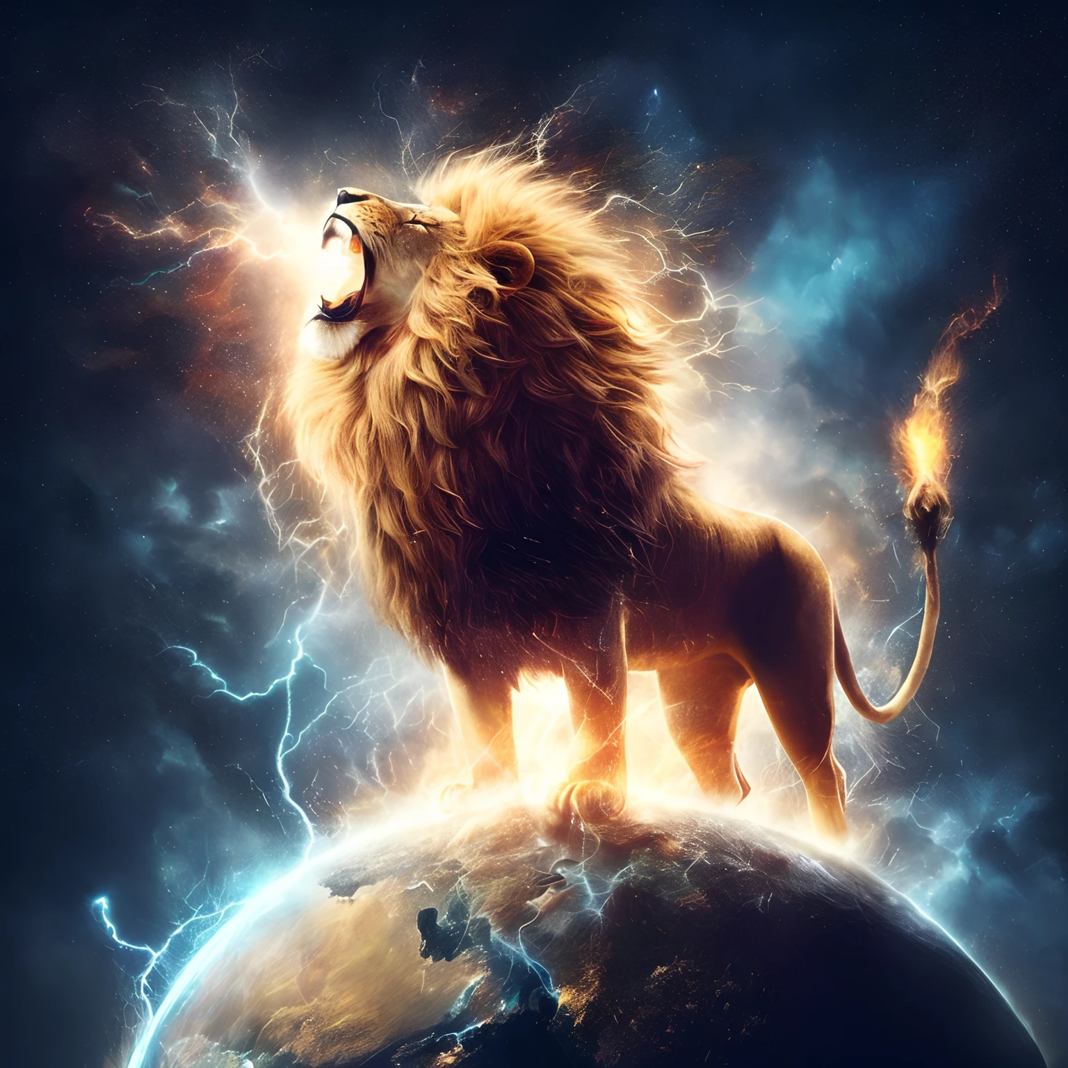 Lion on top of the world with lightning coming out of his mouth, Fire Lion, Senhor das Bestas, Aslan the Lion, Directed by: Adam Marczyński, Directed by: Derek Zabrocki, Senhor da Selva, Awesome, awesome art, Lion, lion warrior, paper awesome wallpaper, Directed by: Luis Miranda, Awesome, incredible and epic, foto de perfil, Directed by: Ivan Ranger, lions