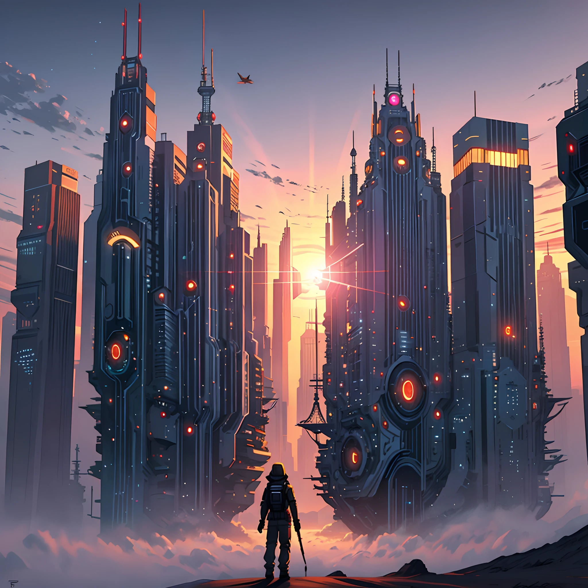 Dawn in a futuristic world