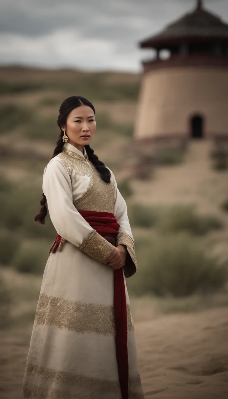 "Create a 4K ultra-realistic image that vividly portrays the unique rights of women in the Mongol Empire. Depict a scene where women are seen inheriting property and taking on leadership roles in the absence of male heirs, exemplifying the progressive nature of Mongol society. The image should reflect the historical significance of this empowerment, capturing the spirit and diversity of these women while maintaining ultra-realistic detail and precision."