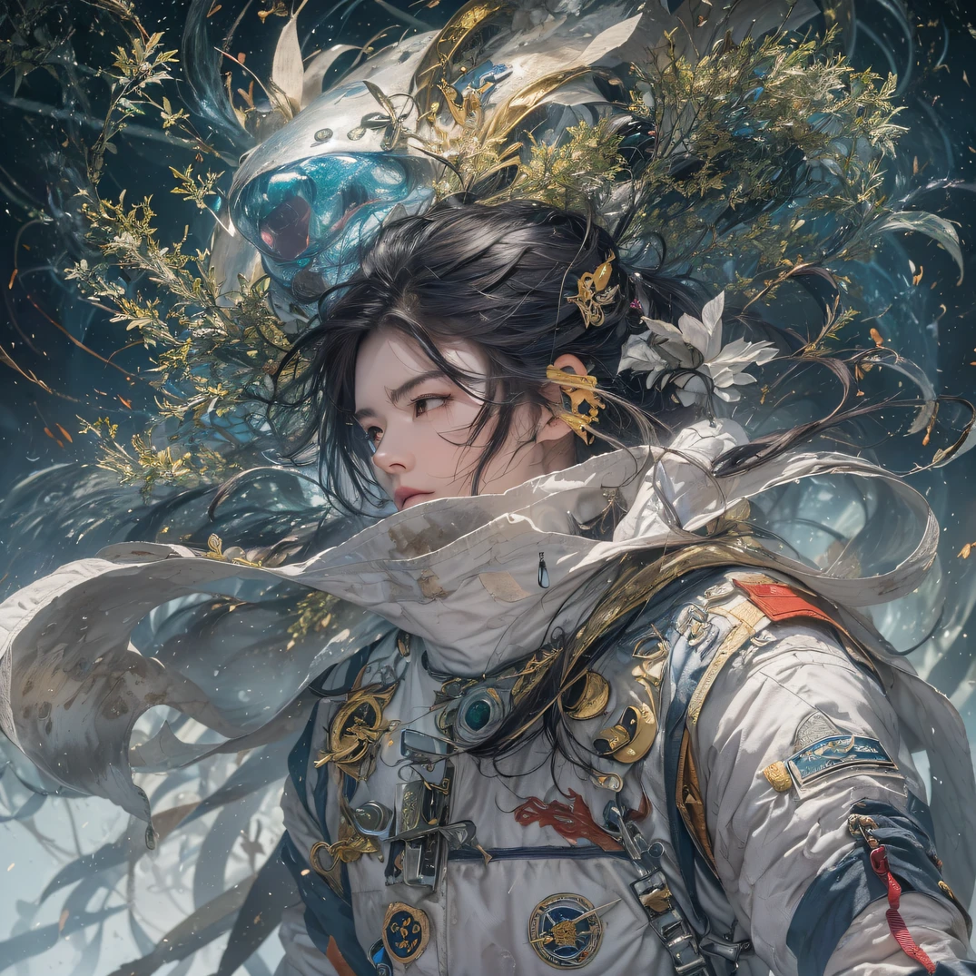 ((ultra real detailed.The astronaut) (Masterpiece, Top quality, Best quality, offcial art, Beauty and aesthetics: 1.2), Very detailed, Colorful, Most detailed, branches, The astronaut, Fallen leaves, fences, Astronauts fly into the fairy world, Chance encounter with Liu Hanshu, He saw in him his former self, It was decided to take him as an apprentice, Teach him how to protect himself, But because of the Tibetan star map, He established relationships with the Liu family and the Jade Sword Sect, It opens with the death of Liu Hanshu, Qin Yu embarked on the road of confrontation with a strong enemy, Working hard, Make yourself stronger, Stick to your own core path of justice, I also want to protect the people I care about, The three astronaut brothers took off, And embarked on a long journey to find a good brother, Qin Yu, Where are Xiao Hei and Hou Fei（dense fog）Climb the streets（Doomsday Stream）eyes filled with angry，He clenched his fists，Rush up，Deliver a fatal blow to your opponent，full bodyesbian，Full Body Male Mage 32K（Masterpiece Canyon Ultra HD）Long flowing black hair，Campsite size，zydink， The wounded lined up in the streets（Mards）The astronaut（canyons）， （Linen future spacesuit）， Angry fighting stance， looking at the ground， Batik linen bandana， Chinese python pattern long-sleeved garment， Astronaut Canyon（Abstract propylene splash：1.2）， Dark clouds lightning background，Sprinkle with gold dust（realisticlying：1.4），Black color hair，Flour fluttering，rainbow background， A high resolution， the detail， RAW photogr， Sharp Re， Nikon D850 Film Stock Photo by Jefferies Lee 4 Kodak Portra 400 Camera F1.6 shots, Rich colors, ultra-realistic vivid textures, Dramatic lighting, Unreal Engine Art Station Trend, cinestir 800，Flowing black hair,（（（Mards）））