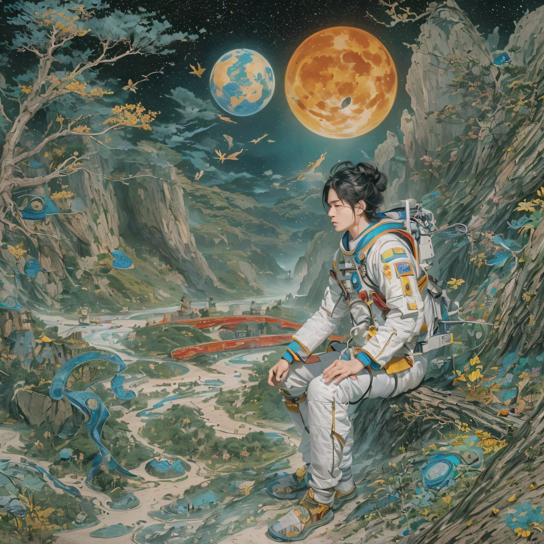 ((ultra real detailed.The astronaut) (Masterpiece, Top quality, Best quality, offcial art, Beauty and aesthetics: 1.2), Very detailed, Colorful, Most detailed, branches, The astronaut, Fallen leaves, fences, Astronauts fly into the fairy world, Chance encounter with Liu Hanshu, He saw in him his former self, It was decided to take him as an apprentice, Teach him how to protect himself, But because of the Tibetan star map, He established relationships with the Liu family and the Jade Sword Sect, It opens with the death of Liu Hanshu, Qin Yu embarked on the road of confrontation with a strong enemy, Working hard, Make yourself stronger, Stick to your own core path of justice, I also want to protect the people I care about, The three astronaut brothers took off, And embarked on a long journey to find a good brother, Qin Yu, Where are Xiao Hei and Hou Fei（dense fog）Climb the streets（Doomsday Stream）eyes filled with angry，He clenched his fists，Rush up，Deliver a fatal blow to your opponent，full bodyesbian，Full Body Male Mage 32K（Masterpiece Canyon Ultra HD）Long flowing black hair，Campsite size，zydink， The wounded lined up in the streets（Mards）The astronaut（canyons）， （Linen future spacesuit）， Angry fighting stance， looking at the ground， Batik linen bandana， Chinese python pattern long-sleeved garment， Astronaut Canyon（Abstract propylene splash：1.2）， Dark clouds lightning background，Sprinkle with gold dust（realisticlying：1.4），Black color hair，Flour fluttering，rainbow background， A high resolution， the detail， RAW photogr， Sharp Re， Nikon D850 Film Stock Photo by Jefferies Lee 4 Kodak Portra 400 Camera F1.6 shots, Rich colors, ultra-realistic vivid textures, Dramatic lighting, Unreal Engine Art Station Trend, cinestir 800，Flowing black hair,（（（Mards）））