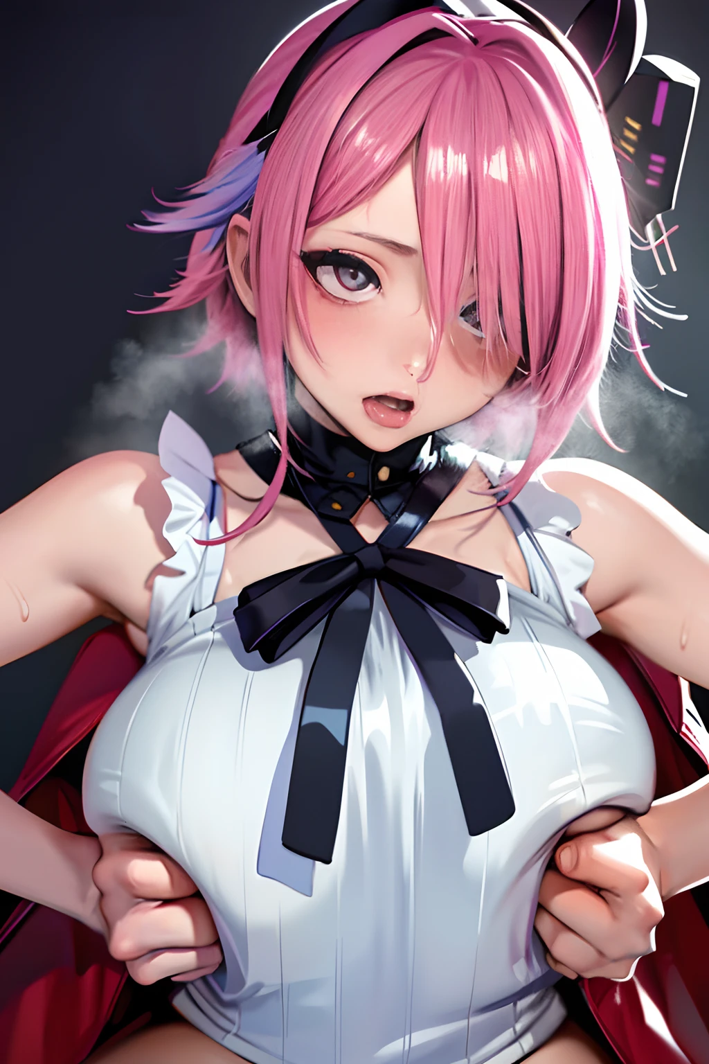 ((masterpiece)), (top-quality), (detaileds), (1 rapariga), (Condom belt:1.2), is standing, maikurobikini, Front tie bikini top with white liquid coming out of the mouth, (a closed mouth:1.2), irate,Colossal tits、A large amount of white liquid splashes、White liquid adheres、Hotel、a bed、Chest spills out of clothes, full body Esbian, エロ, (erectile nipple)), (Puffy eyes:1.3), (Slim legs),Heart eye、Ahegao、shiny lip、(masutepiece, Best Quality),NSFW
1 girl, Close-up Face, POV, saliva trail, (Paizuri:1.2),
BREAK, girl, , 8 yo, (huge-breasted:1.2), Pink hair, (Hair over one eye:1.1), Short hair, Purple eyes, embarrassed, blush, hanging breasted, Sweat,Chichibu,