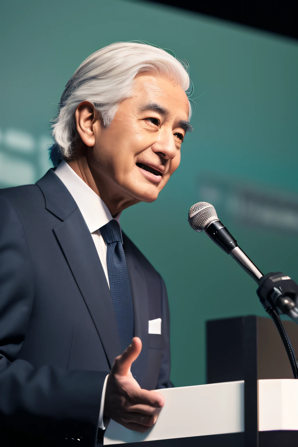 japanes、asian human、Holding a microphone in hand、Speak with your mouth open、Heat Valve、suit and tie、Man in his 60s、white  hair、Authoritative face、Dr、neutral background、Lower Left Angle、Body and head straight in the photo、DSRL、Facing the viewer of the photo、The eye fixed on the lens is、Shoulders and head shown in the photo、Man in the center of the photo、8K、top-quality、​masterpiece、Realistic and realistic photos、Movie Photos、A hyper-realistic、1 persons、detaileds、Perfect litthing、 DSRL、professional photograpy、4K