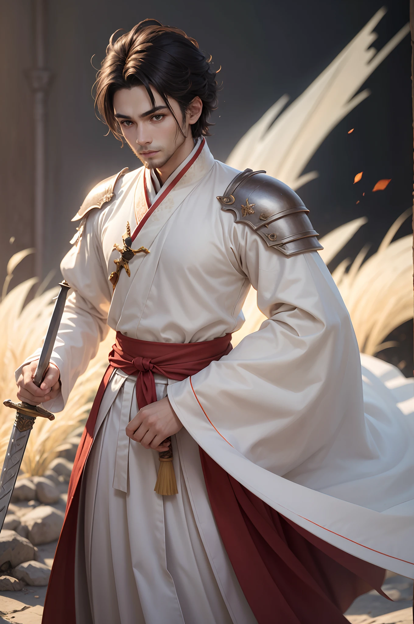 hands hold the sword grip