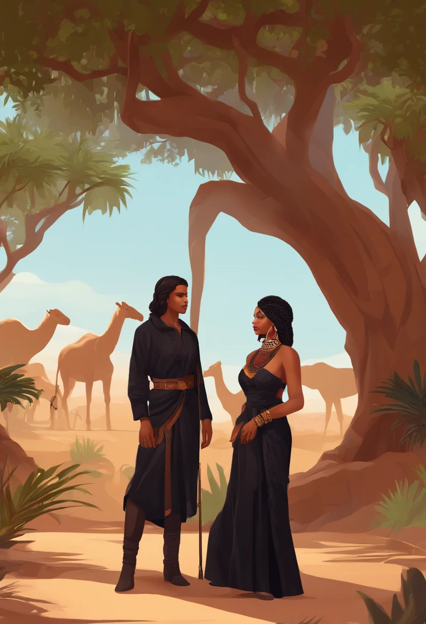 Masterpiece, Top quality, Best quality), pix,Pixel art, 1 girl, Smoked hair, Black Alibaba, Arabia, Black clothes, Safari Park, full bodyesbian, No background