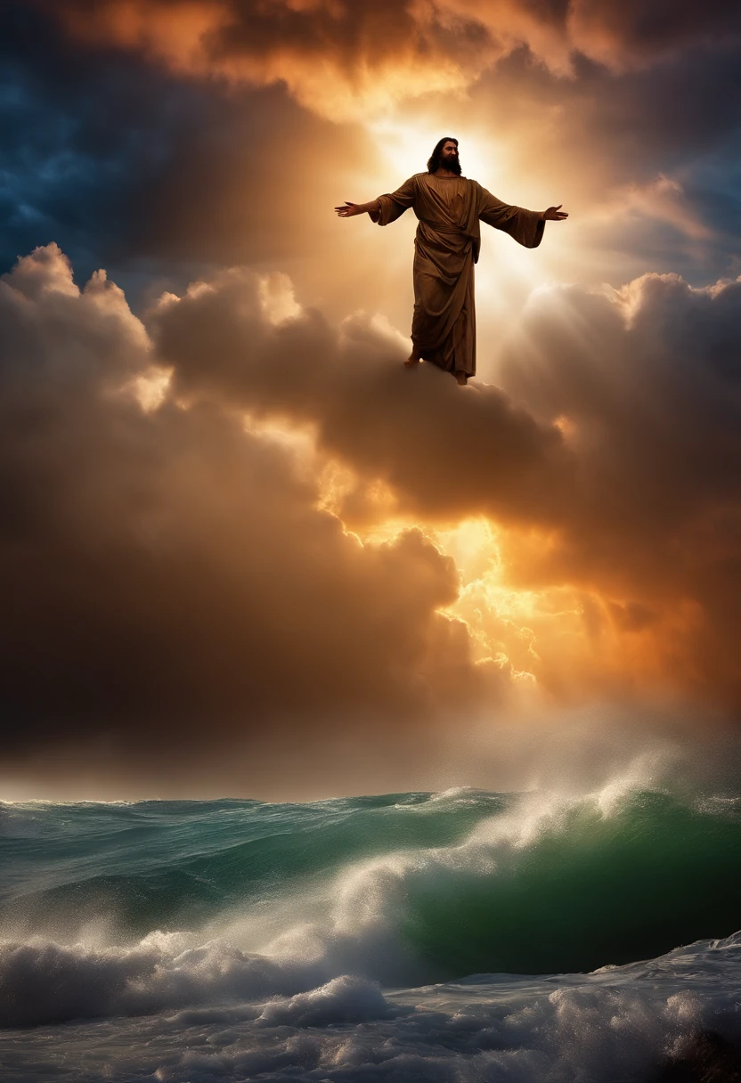 jesus vs zeus in the sky with storm