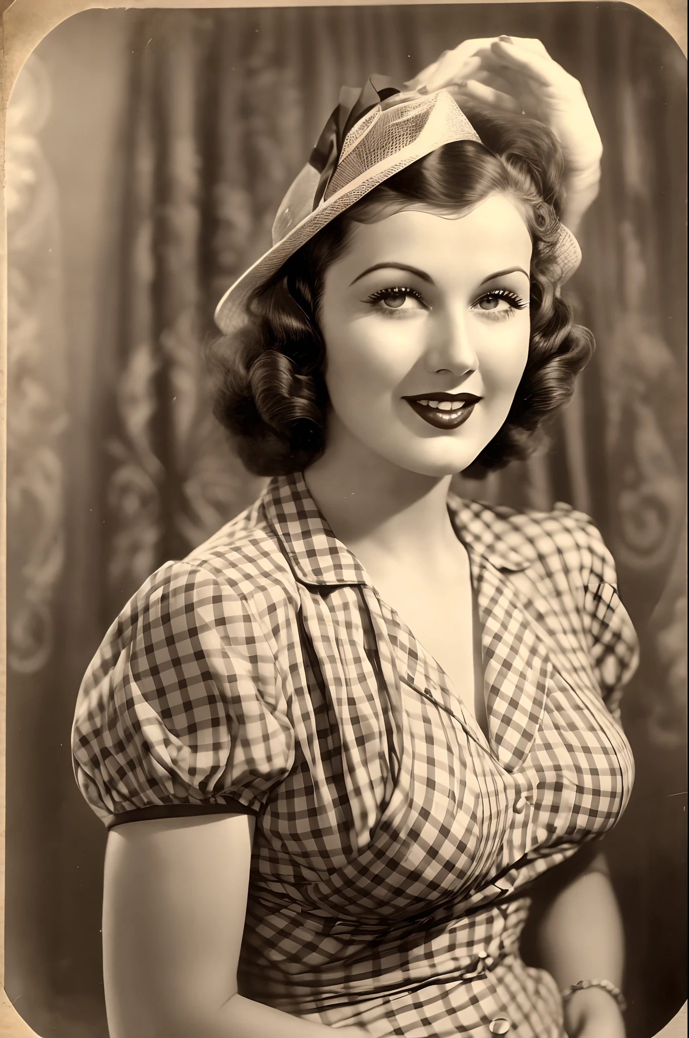 1930s pinup model, An old photo of the most stereotypical 1930's woman, except she's very very busty