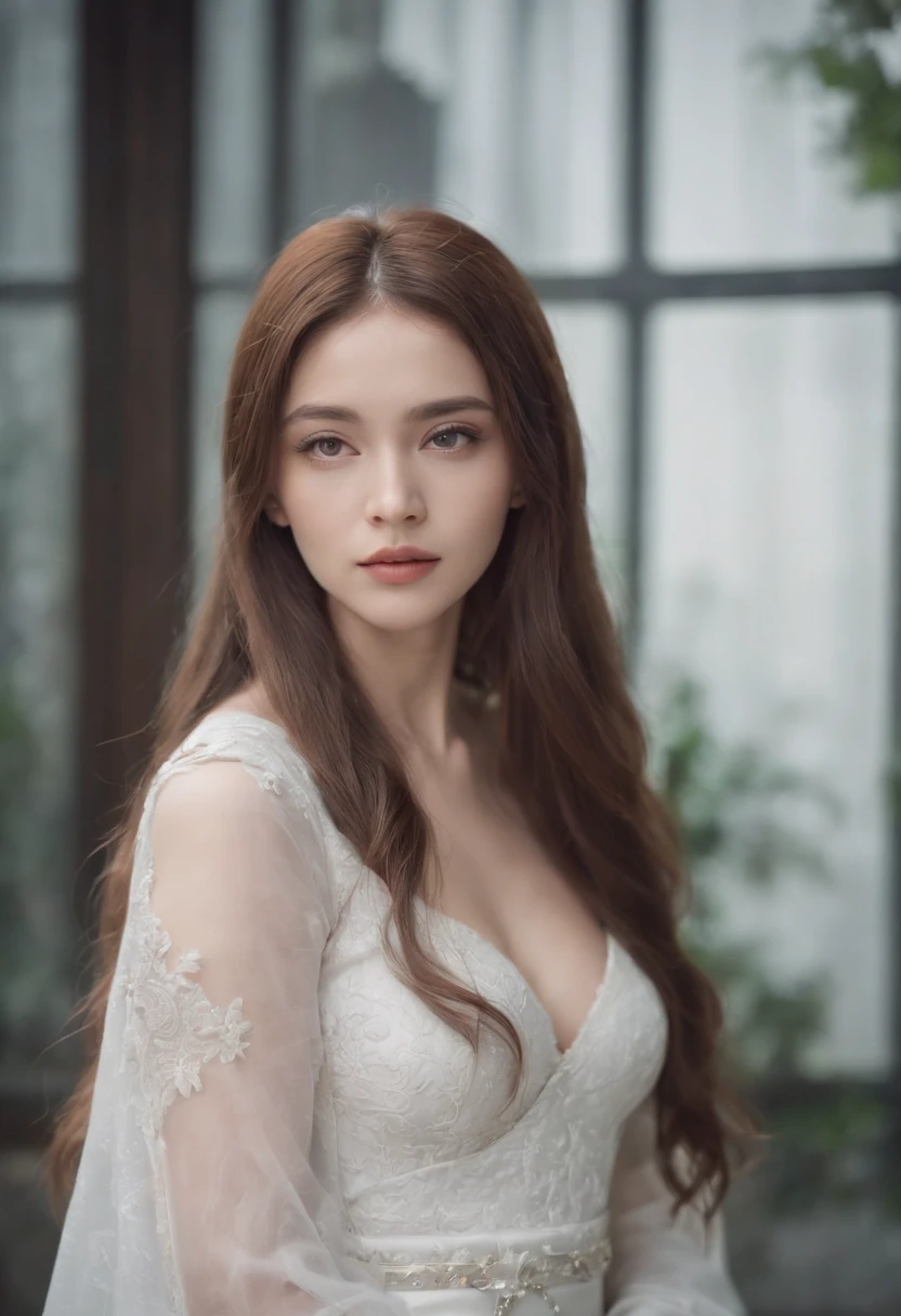 a young beautiful woman, kosmos,very_long_hair, 1girl, kosmos, solo, white_armor,best quality, ultra high res,tokyo fashion,