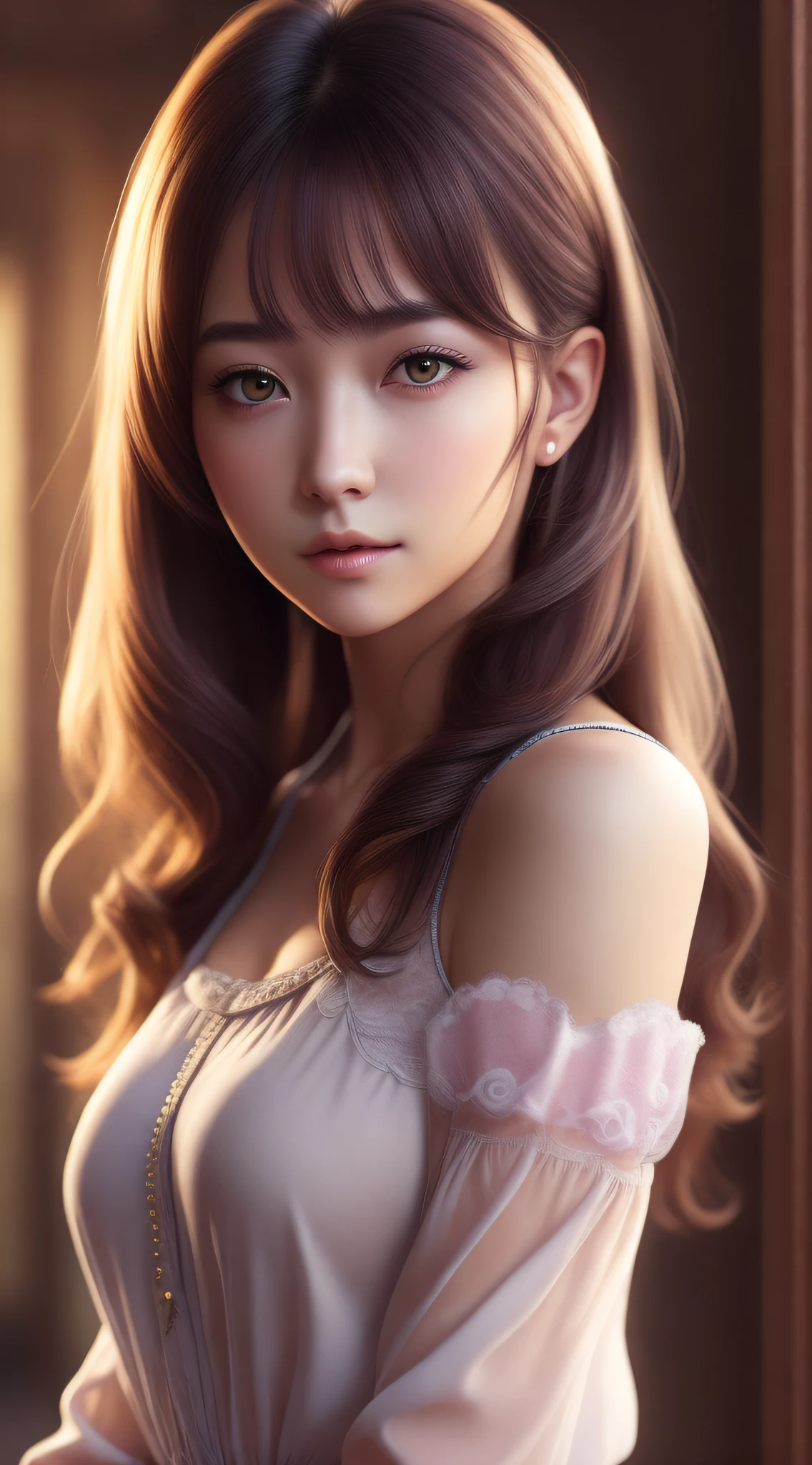 Best quality,masterpiece,ultra high res,(photorealistic:1.4),anime girl,shoulder,charming,Looking at the camera