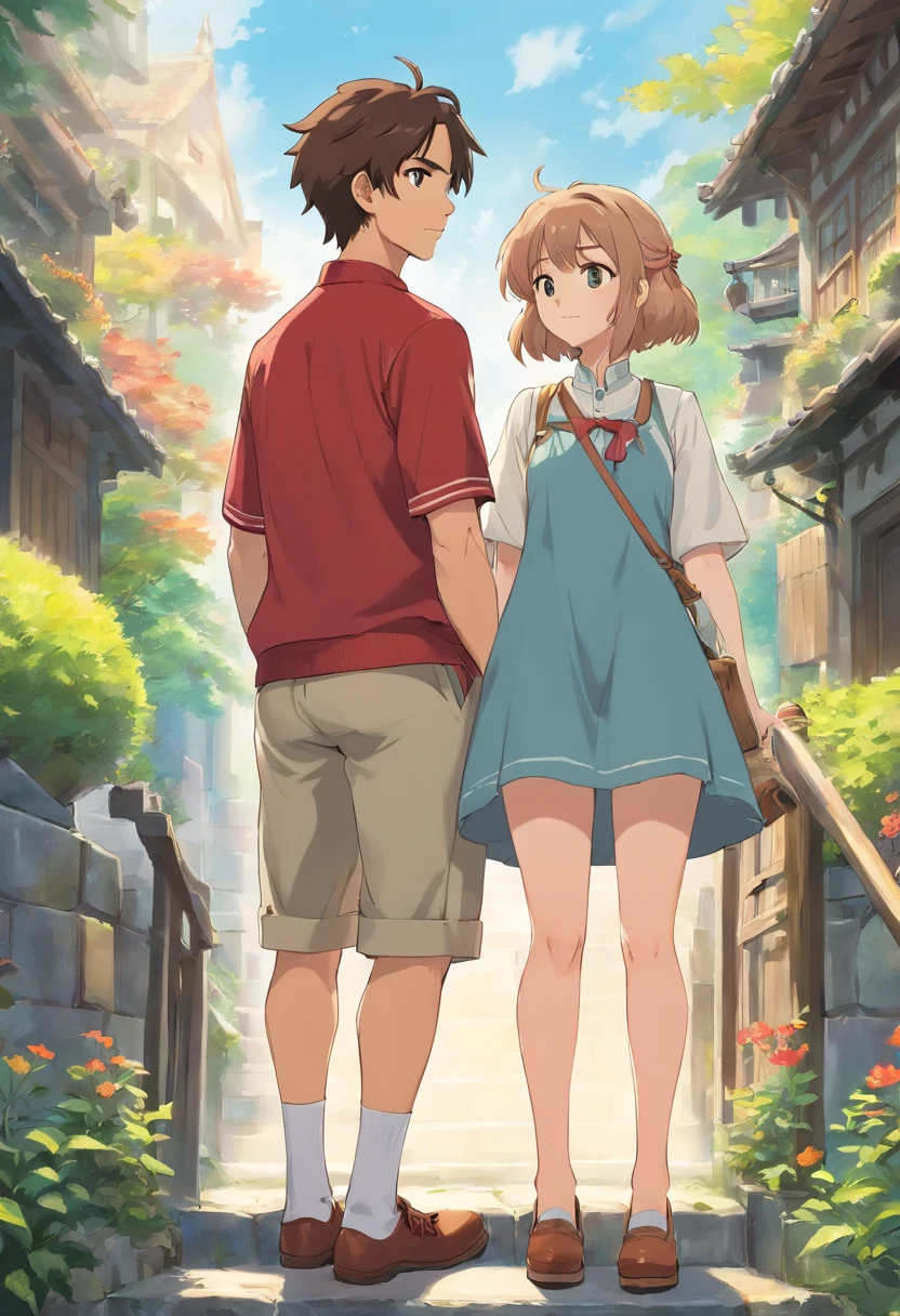 anime picture of a man and woman standing next to each other, sakimichan and frank franzzeta, handsome anime pose, couple pose, sakimichan, nixeu and sakimichan, high quality fanart, frank franzzeta and sakimichan, ( ( ( yoshinari yoh ) ) ), style anime