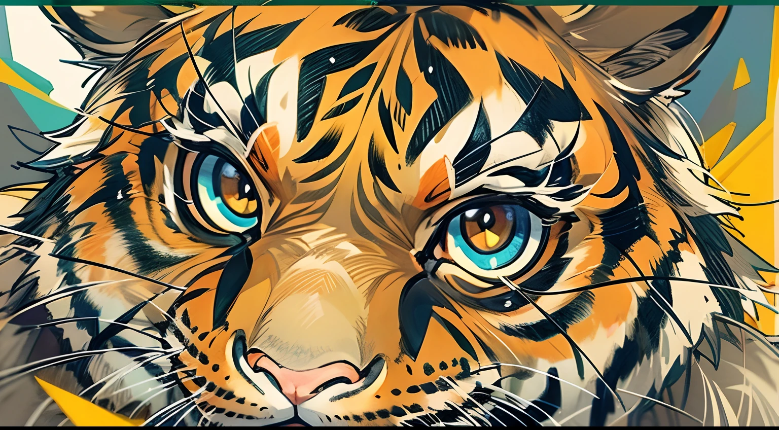 Make a WeChat avatar，Big close-up tiger head，On the forehead it is written that I am the great king，