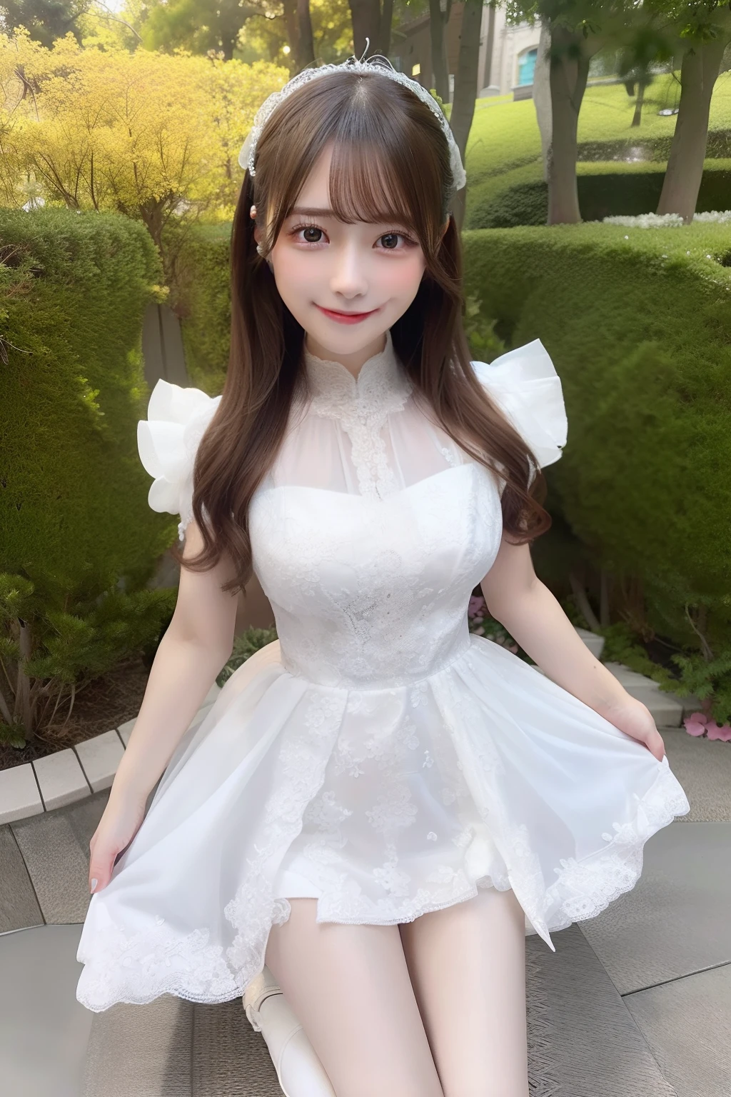 extremely delicate and beautiful, finely detail,  (Photorealsitic:1.4),  ultra-detailliert, ighly detailed, a beautiful detailed girl, 1girl in, (Perfect female figure), full body Esbian, Cheerful smile, Open mouth, Functional, Idol Costumes