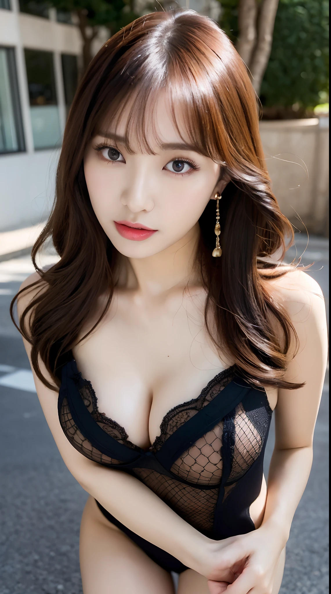(masterpiece, best quality, intricate details, chromatic aberration), (realistic),(skin),, tempting pose,outdoors,( long legs:1.2), , ((intricate detailed)), ((Hyperrealistic)), absurd res, milf, mature woman, perspective, highly detailed, illustration, big breasts, large, perfect hands, detailed fingers, beautiful detailed eyes, long hair, brown eyes, nametag,black choker, earrings, detailed background,perfect eyes, seductive eyes, looking at the viewer, thighs, nice ass(2 gorgeous beautiful 30 age years old sexy korean women:1.1), (kpop idol, korean mixed),(2girls:1.6), (1boy,, ffm threesome, breasts squeezed together, cooperative paizuri:1.3),
