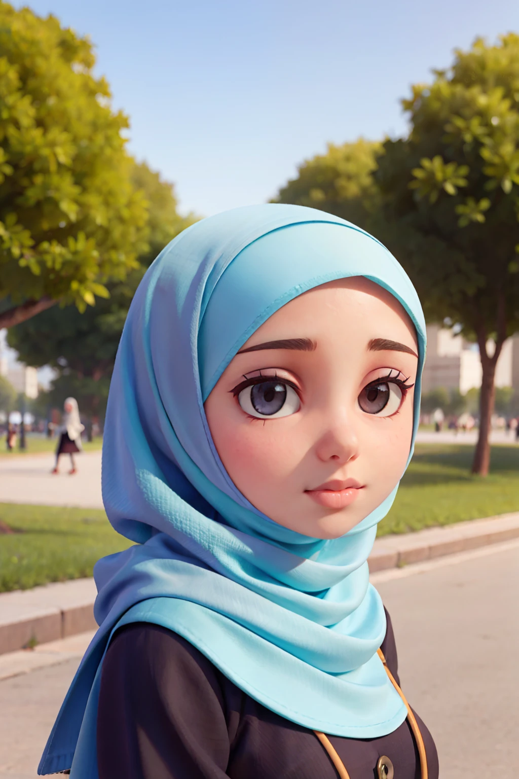 Muslim young woman at the park, Instagram, hijab, portrait, picture, close-up portrait, solo, casual, feminine, fashionable, graceful
