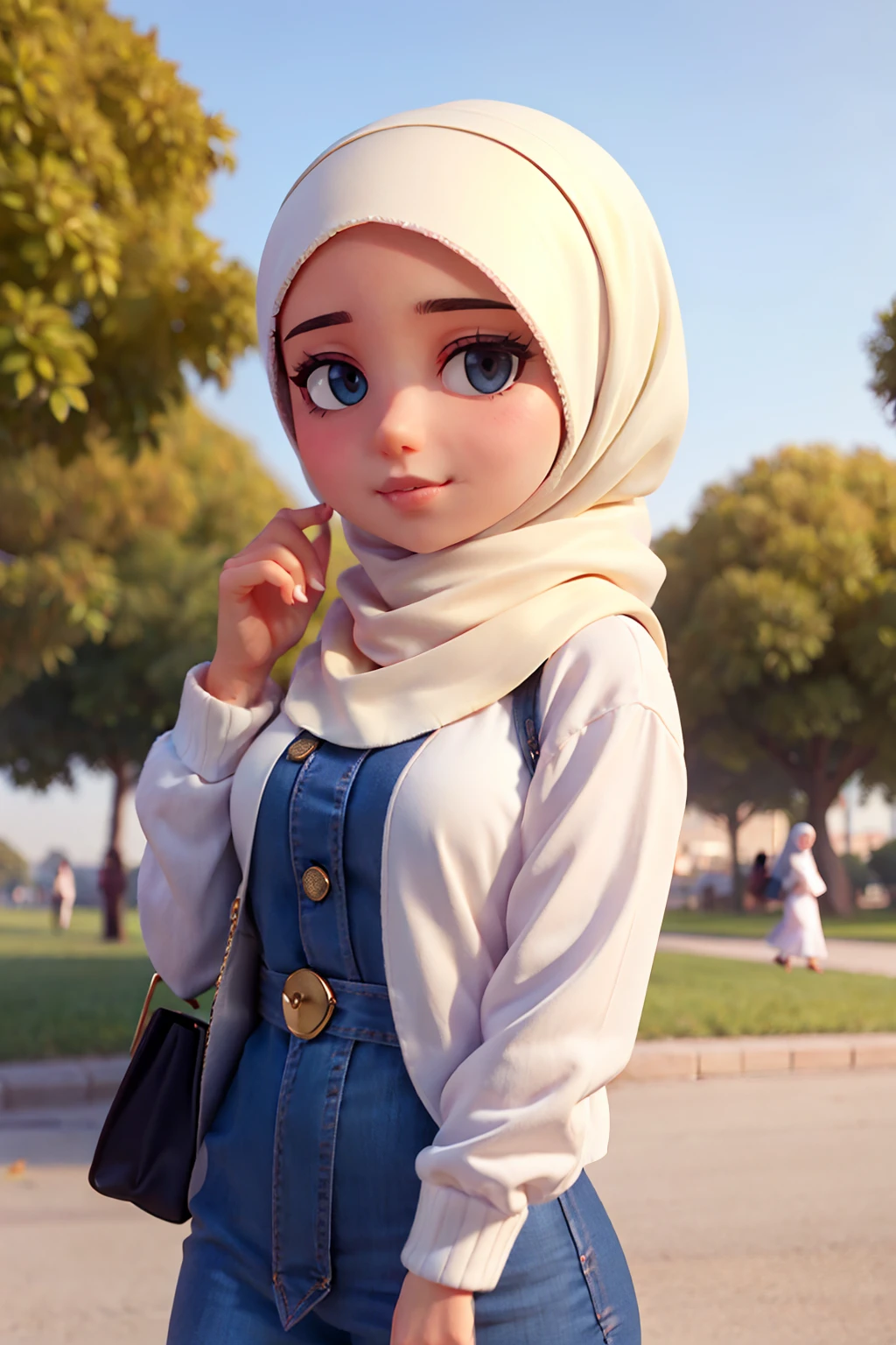 Muslim young woman at the park, Instagram, hijab, portrait, picture, close-up portrait, solo, casual, feminine, fashionable, graceful