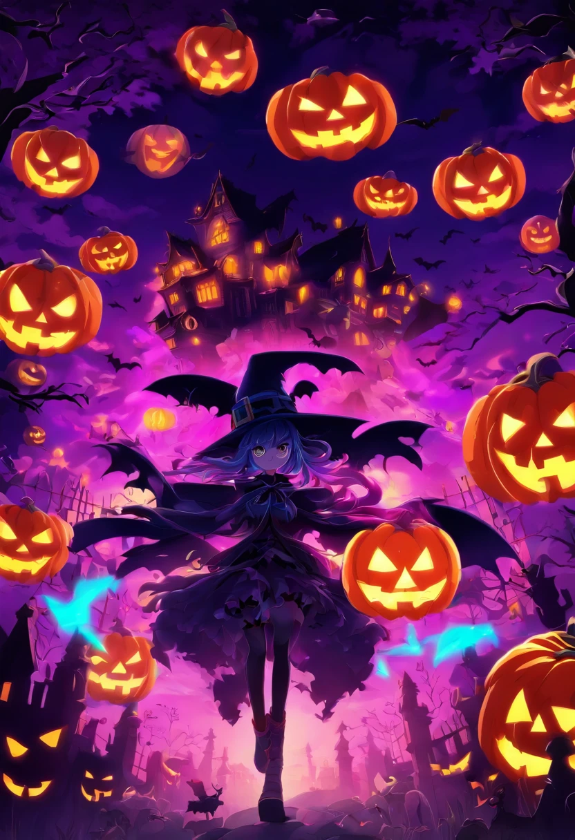 Halloween cartoon scenery poster