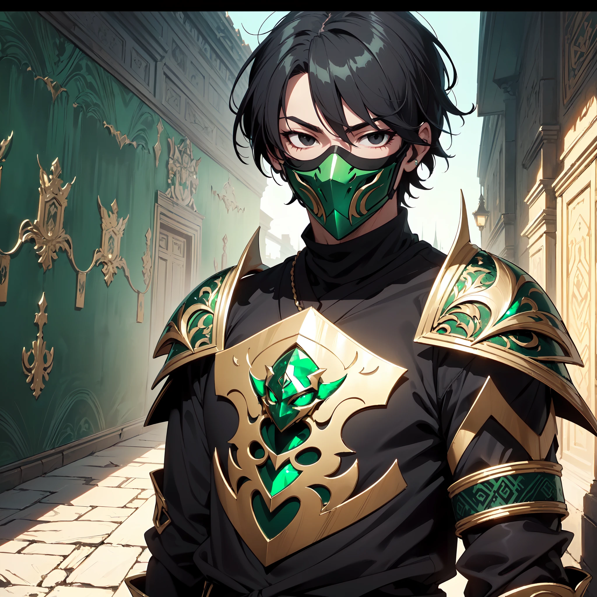 128K Ultra High Definition,
128K Ultra High Quality,
128K Ultra High Resolution,
Best Definition,
Best Quality,
Best Resolution,
Perfectly Detailed,
Perfectly Designed,
Extremely Detailed,
Extremely Designed,
Hyper Detailed,
Hyper Definition,
Hyper Quality,
Hyper Resolution,
Masterpiece,
(((Anime))),
Body Shot,
(((Boy))),
Handsome,
Muscular Body,
(((Black Short Hair))),
(((Black Eyes))),
(((Hyper Detailed & Perfectly Designed With Ultra High Quality Green Emerald Engravings & Jeweled Ninja Armor With Mask))),
(((Inside Of Medieval Royal Palace Background Scenery))),