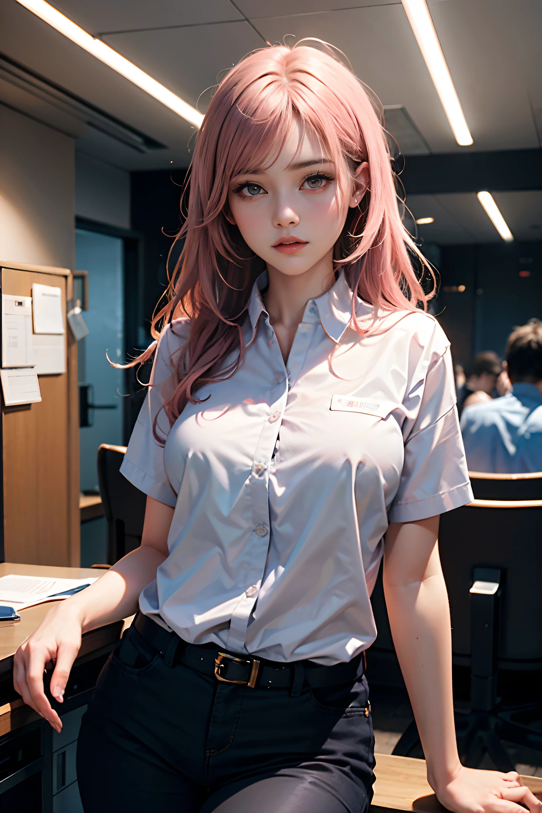 1 beautiful woman，Long pale pink hair，Long flowing hair，((Office worker suit：2))，((A large eagle is grounded in the sky：2))，Outdoor starry sky，meteors，（RAW photos，best qualtiy），（realisticlying，photograph realistic：1.3），best qualtiy，highly  detailed，tmasterpiece，Hyper-detailing，illustratio，1girll，The upper part of the body_Body，dynamic angle，Masterpiece Theatre of the World，Messy_Long_Hair，best qualtiy，extremely detailed CG unity 8k wal，ink，astounding，cinmatic lighting，lens_flare，，dunhuang_Style