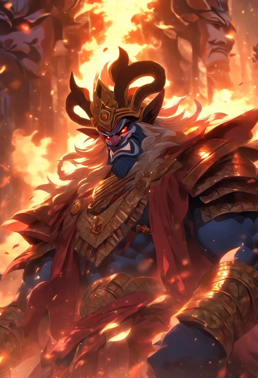 (((ANU))) best quality, ultra-high resolution, 4K detailed CG, masterpiece, generate an image of ravana from ramayana, siting on a royal throne, cinematic, detailed, dramatic lignings, aesthetic , centered on screen, full body,closeup face,