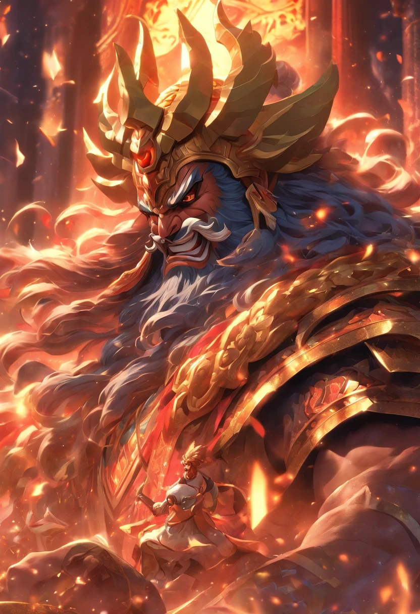 (((ANU))) best quality, ultra-high resolution, 4K detailed CG, masterpiece, generate an image of ravana from ramayana, siting on a royal throne, cinematic, detailed, dramatic lignings, aesthetic , centered on screen, full body,closeup face,