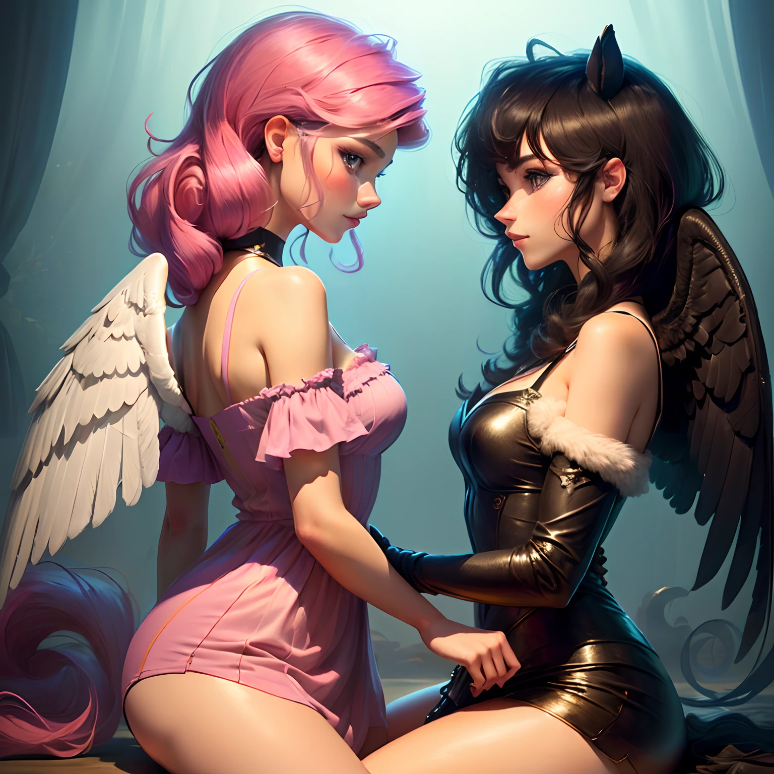 kissing girls, lesbian sex, furry, anthro, female, naked, mouse, small breasts, thin body, young, laying on stage, with slave collar, legs spread, blushing face, mouth open, tongue hanging out , lewd, rubbing breasts, hugging partner, at night, with torch light, fantasy brothel stage , super detail, masterpiece, super detail, high quality, high resolution, high detail, messy hair, with crowd of naked onlookers