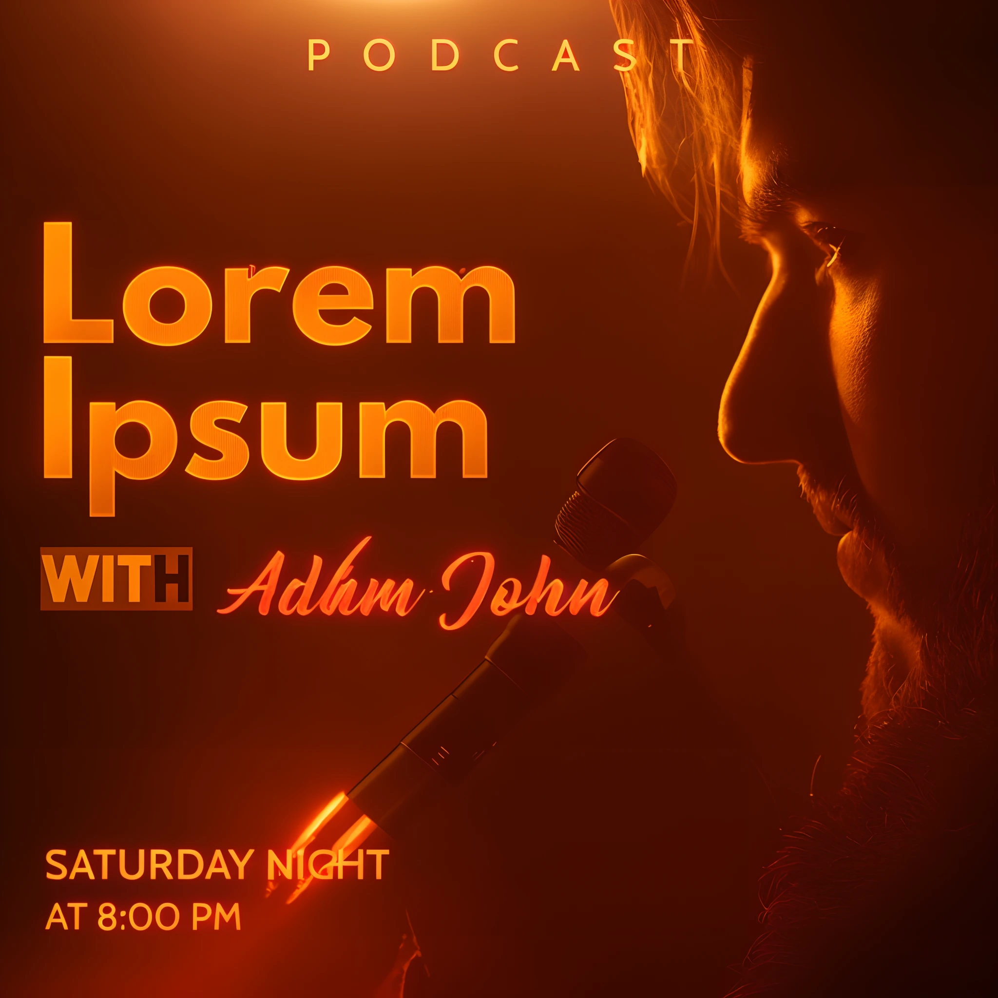 a close up of a person holding a microphone in front of a microphone, lorem ipsum dolor sit amet, adam, promo image, innblásinn af Ásgrími Jónssyni, promo art, adam burn, inspired by Johan Lundbye, album, teaser, thumbnail, profile pic, medium long shot, medium portrait, pictured from the shoulders up, hyper realistic, 8k