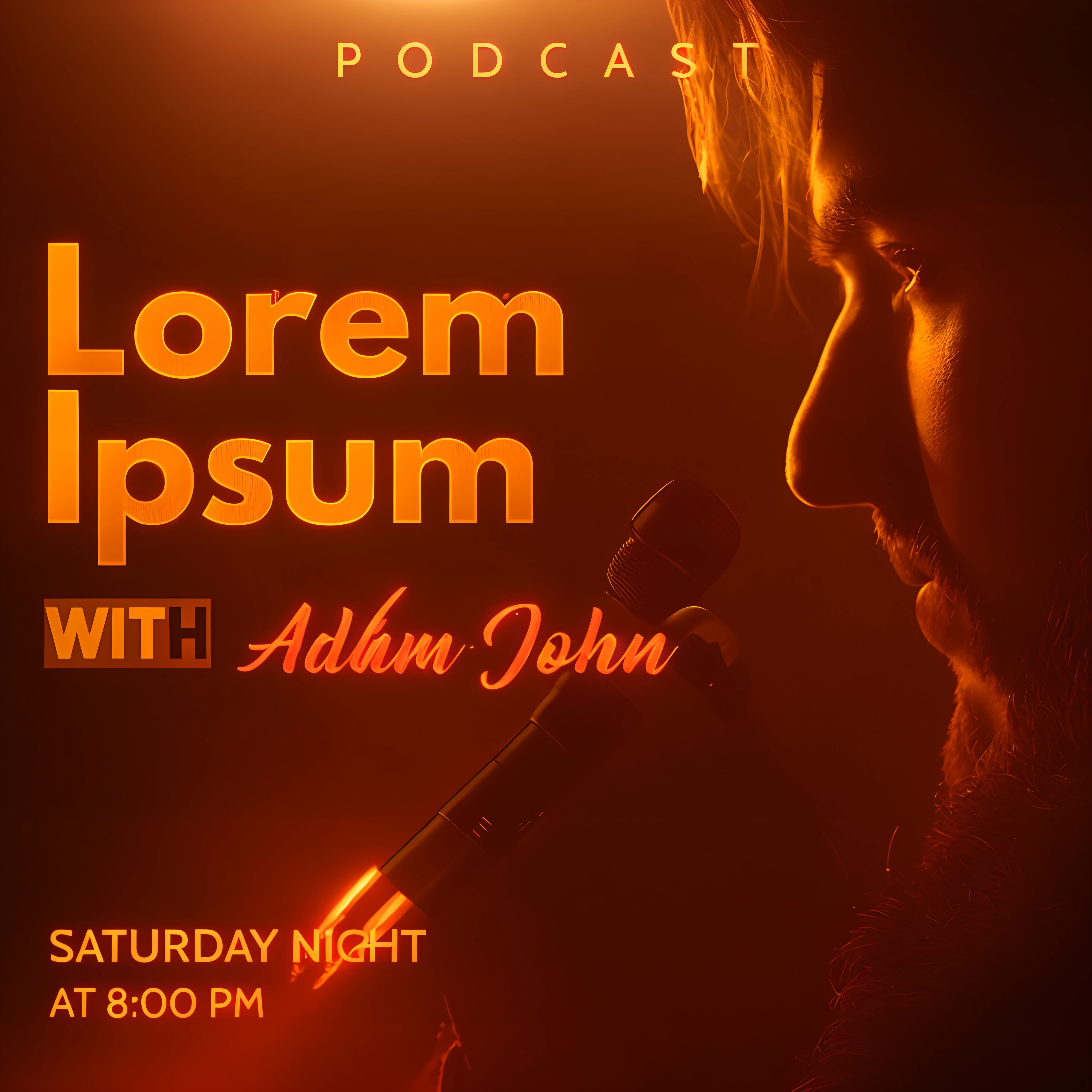 a close up of a person holding a microphone in front of a microphone, lorem ipsum dolor sit amet, adam, promo image, innblásinn af Ásgrími Jónssyni, promo art, adam burn, inspired by Johan Lundbye, album, teaser, thumbnail, profile pic, medium long shot, medium portrait, pictured from the shoulders up, hyper realistic, 8k