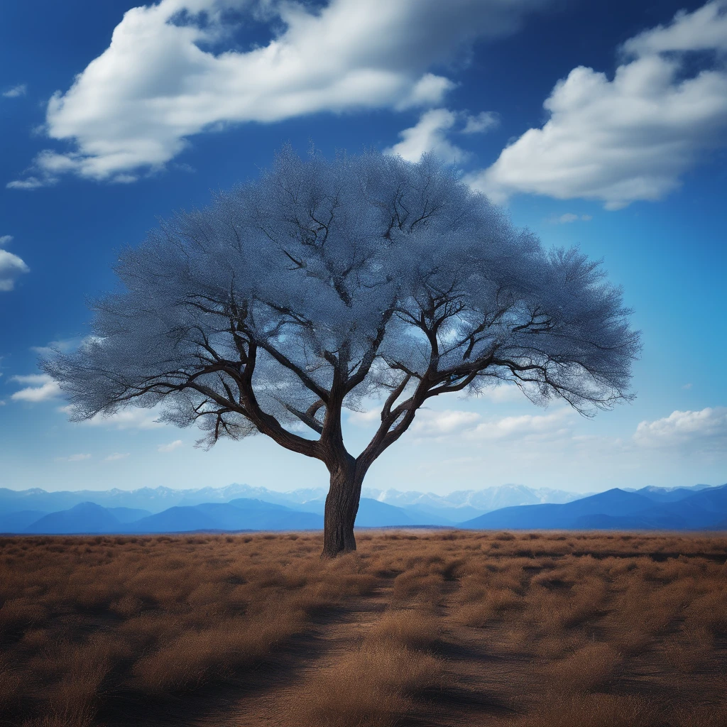 Make avatar steppe small tree pure blue sky