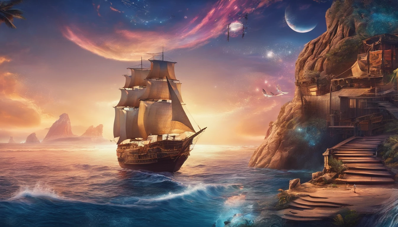 the ocean，background-image，the night，starrysky