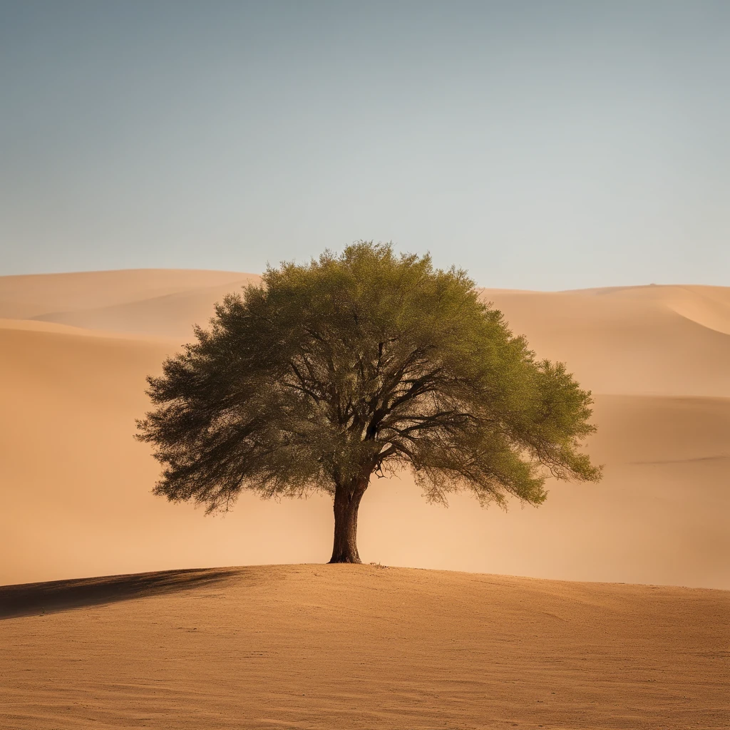 head portrait,cloudless sky,Small tree(Small range),Empty steppe