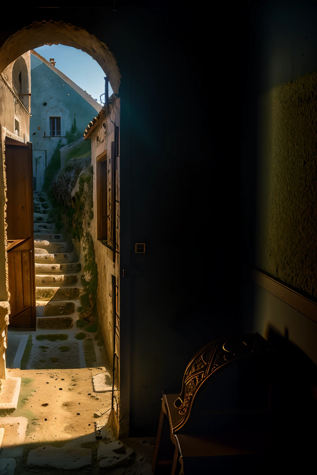 Greek countryside, high contrast, intricate detail, chiaroscuro, raw photo, lifelike rendering, immersive atmosphere,