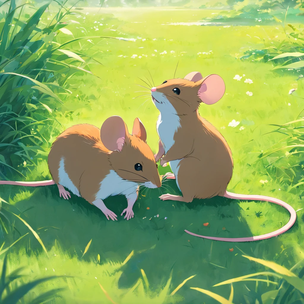 2 Mice sitting on the grass
