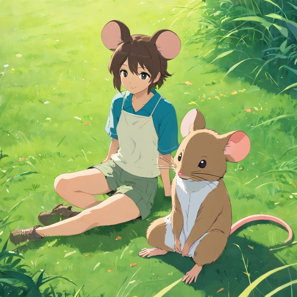 2 Mice sitting on the grass