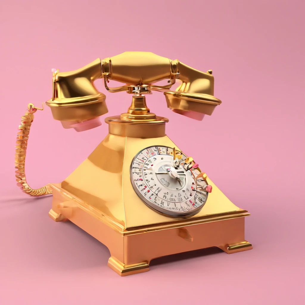 A telegraph,Positive perspective,Front view,Pink tones,Love theme,No one is like, Glossy and delicate,Clean background, Good gloss, 3D rendering of,Best quality