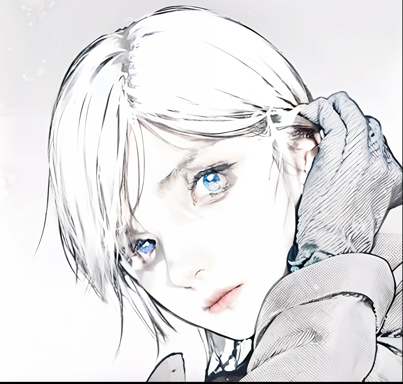 comic strip《Yan Fist》Yoda,Realisticstyle,short detailed hair,Gray hair and blue eyes,Masterpiece,black glove,Green coat