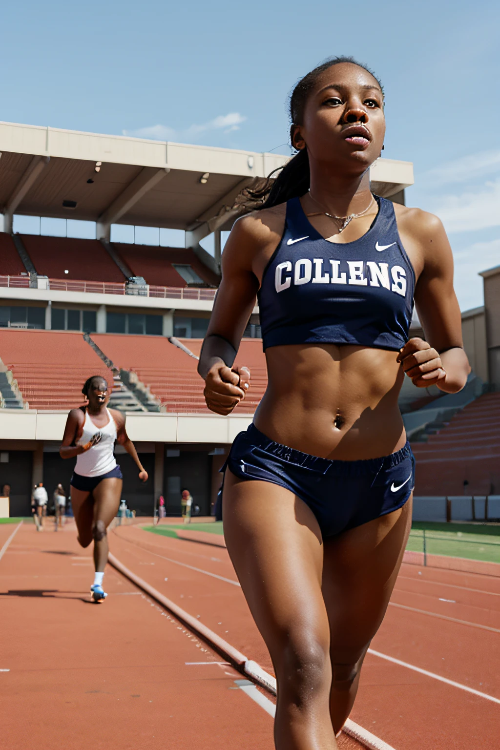 college athletes running on a track