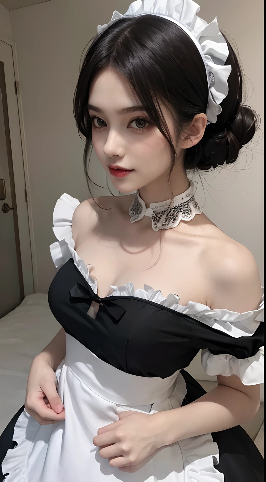 8K, RAW photos, Best quality, Masterpiece: 1.2),(best qualtiy,8K, Yes,32K,masterpiece,hyper HD:1.2) , 20 years old, arafed woman in a maid outfit posing for a picture, gorgeous maid, maid outfit, maid dress, anime girl in a maid costume, wearing maid uniform, french maid, maid costume, ulzzang, maid, belle delphine, sakimichan, cosplay of a catboy! maid! dress, fairycore, loli, lolita style