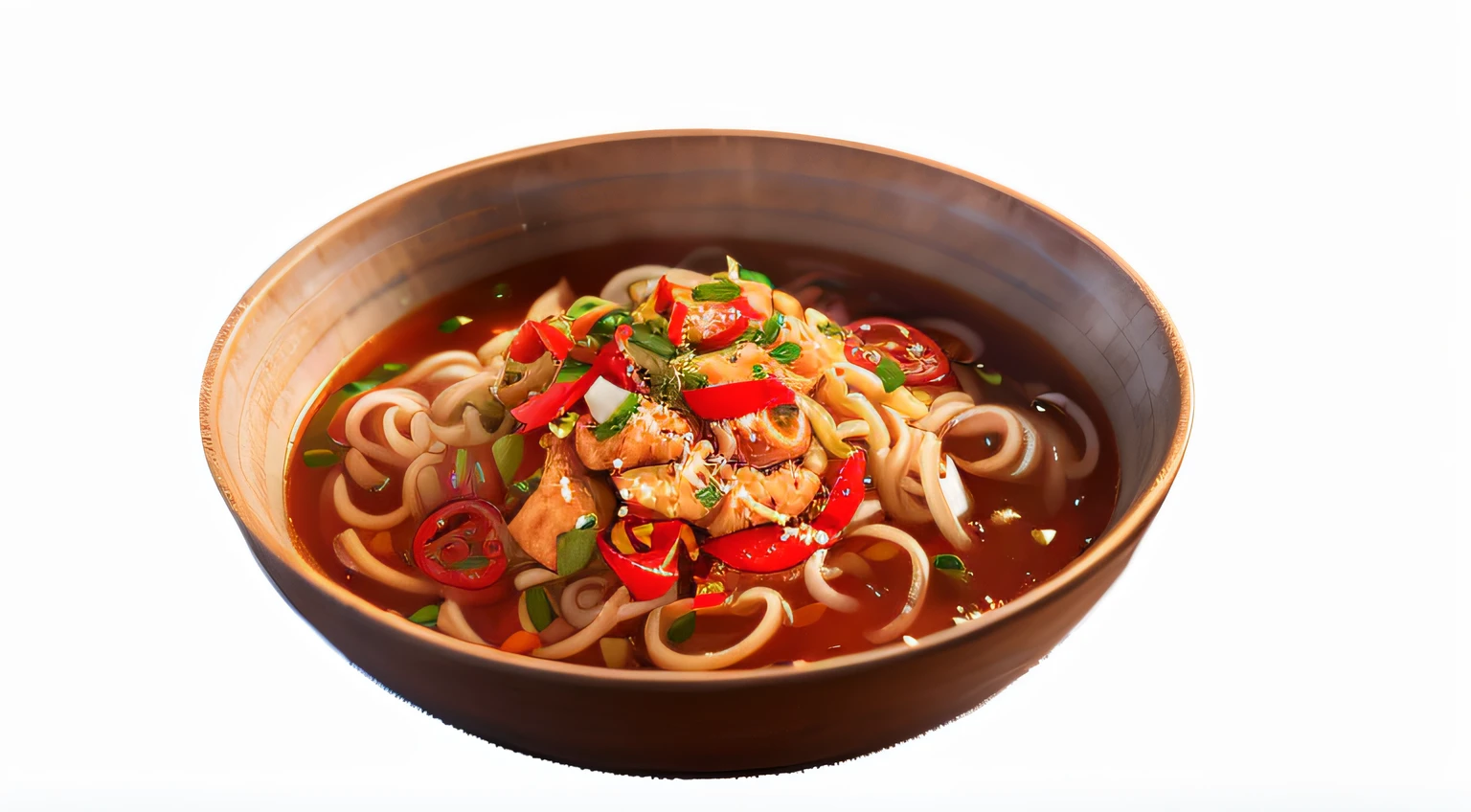 There was a bowl of noodles,There is pork and vegetables inside,Chili rings, sichuan, Realistic photos of delicious noodles, inspired by Wang Mian, inspired by Tan Ting-pho, delicacy, in style of pan ren wei, aokamei, detailled image, inspired by Liu Haisu, inspired by Gu An, high quality food photography, longque chen