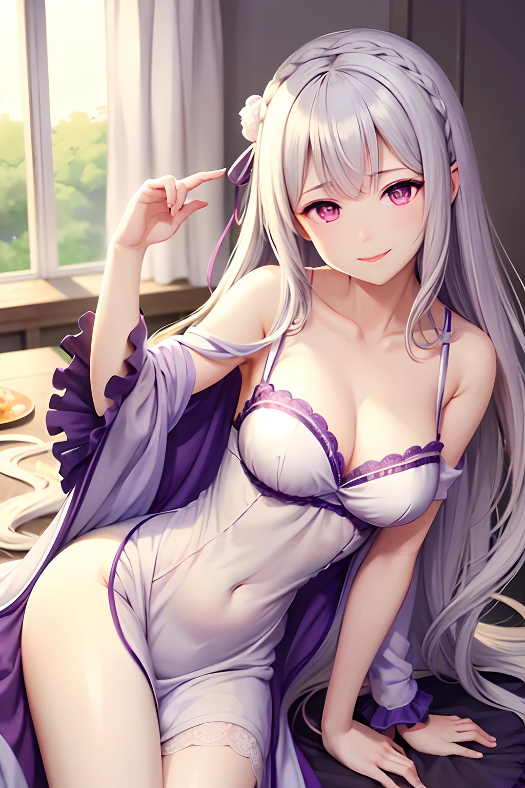 aimiliya, nightgown,cleavage, medium breasts,light smile,best quality
